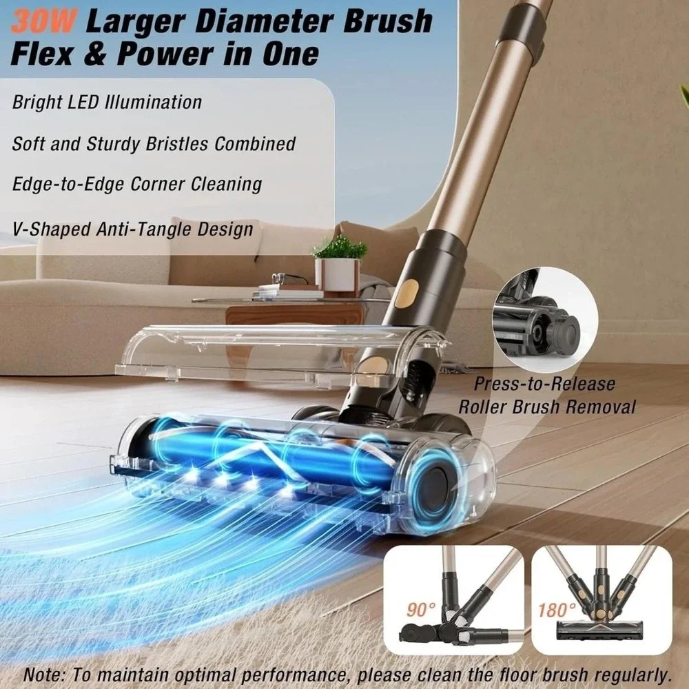 VBUOO TV105S Cordless Stick Vacuum Cleaner 580W 48KPa Black 70Min HEPA Pet Hair